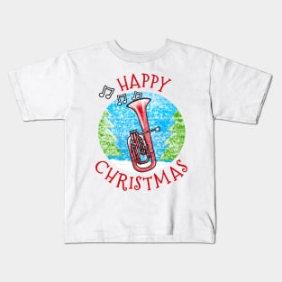 Christmas Tenor Horn Player Brass Musician Xmas 2022 Kids T-Shirt